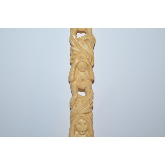 Wise See No Evil Hear No Evil Back Scratcher Japanese Symbols On Back VTG - Picture 4 of 13